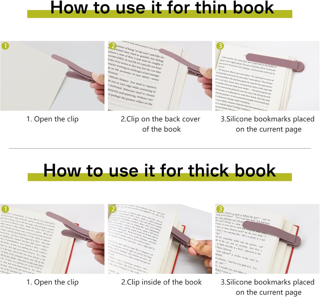 3Pcs Automatic Bookmark, Silicone Book Marks for Reading Women, Men, Kids, Book Lovers, Cute Unique Book Markers for Reading, Reading Accessories Gifts for Book Lovers