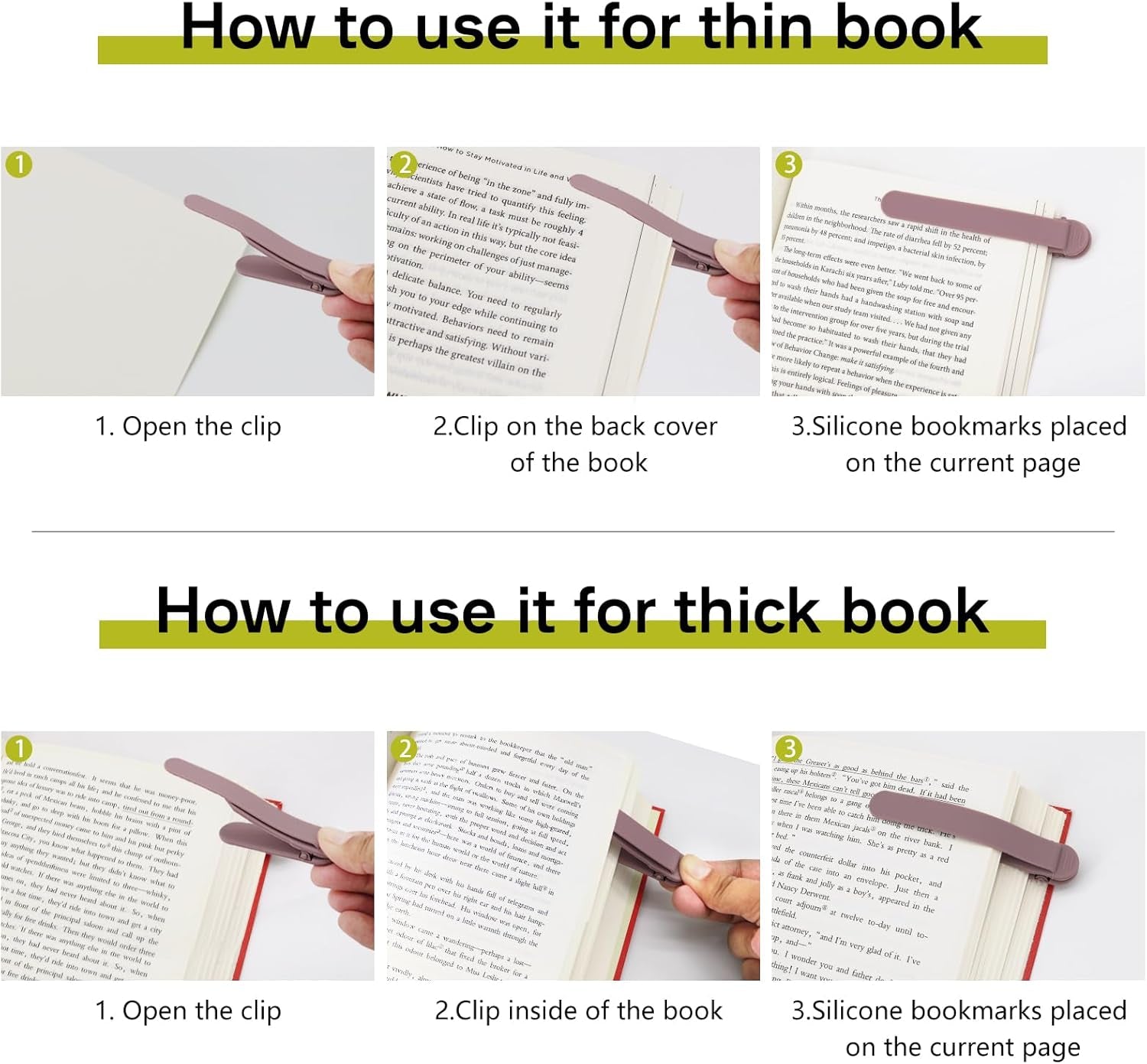 3Pcs Automatic Bookmark, Silicone Book Marks for Reading Women, Men, Kids, Book Lovers, Cute Unique Book Markers for Reading, Reading Accessories Gifts for Book Lovers