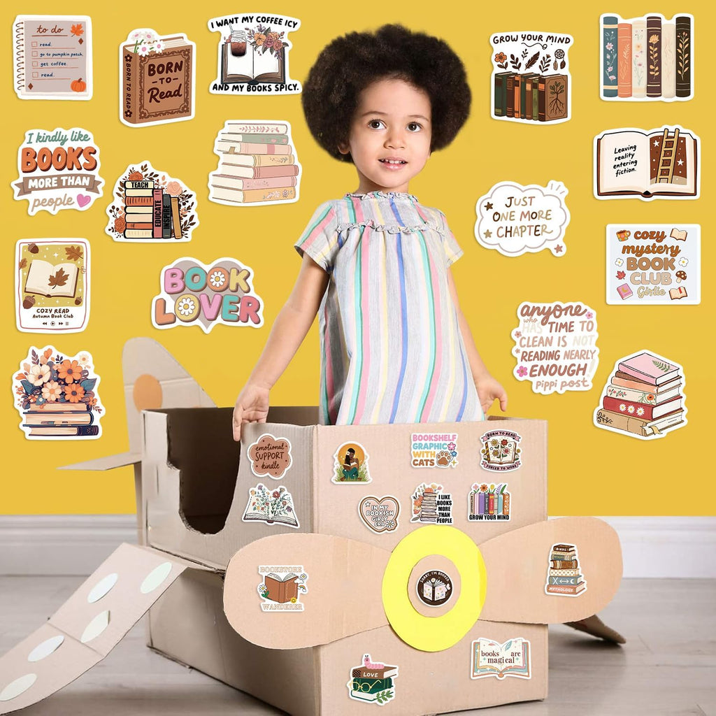 50 PCS Book Sticker for Kindle Aesthetic Stickers for Water Bottles Bookish Sticker Pack Scrapbook Stickers