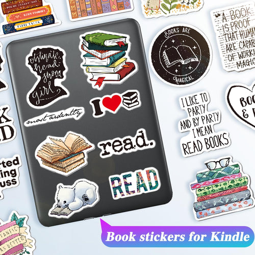 50Pcs Book Stickers for Kindle – Aesthetic Reading Bookish Sticker Pack for Water Bottles, Laptops, Journal, Ipad, Scrapbook, Phone Case – Vinyl Decals & Book Lover Gifts Accessories for Women Adults