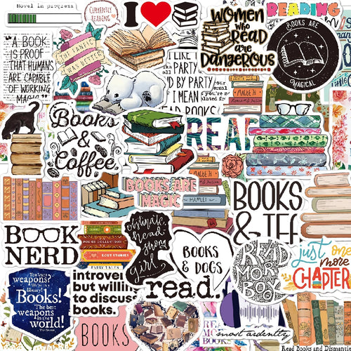 50Pcs Book Stickers for Kindle – Aesthetic Reading Bookish Sticker Pack for Water Bottles, Laptops, Journal, Ipad, Scrapbook, Phone Case – Vinyl Decals & Book Lover Gifts Accessories for Women Adults