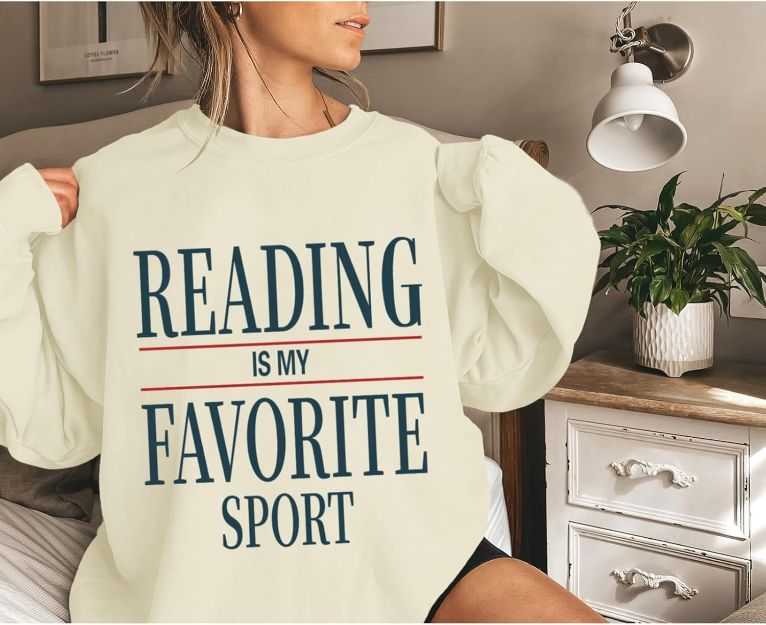 Reading Is My Favorite Sport Sweatshirt Bookish Gifts for Women Book Lovers Sweatshirts Teacher Graphic Pullover