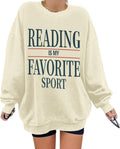 Reading Is My Favorite Sport Sweatshirt Bookish Gifts for Women Book Lovers Sweatshirts Teacher Graphic Pullover