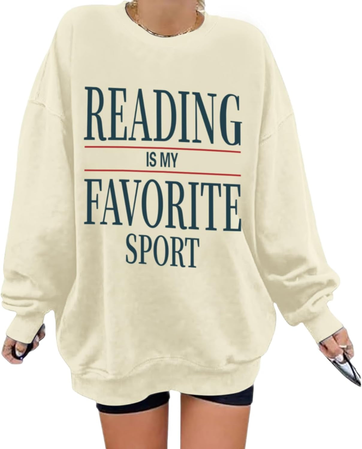 Reading Is My Favorite Sport Sweatshirt Bookish Gifts for Women Book Lovers Sweatshirts Teacher Graphic Pullover