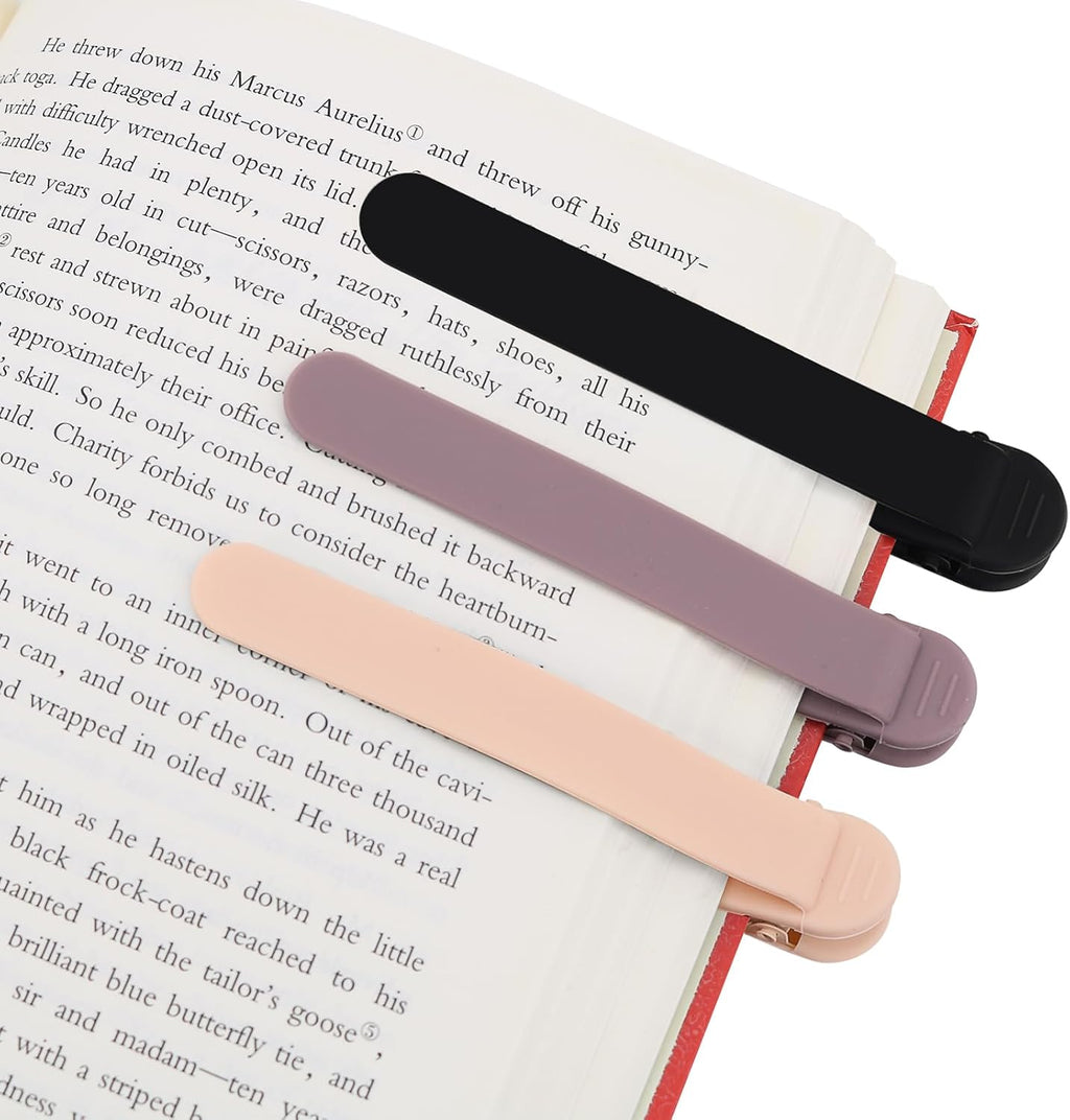 3Pcs Automatic Bookmark, Silicone Book Marks for Reading Women, Men, Kids, Book Lovers, Cute Unique Book Markers for Reading, Reading Accessories Gifts for Book Lovers