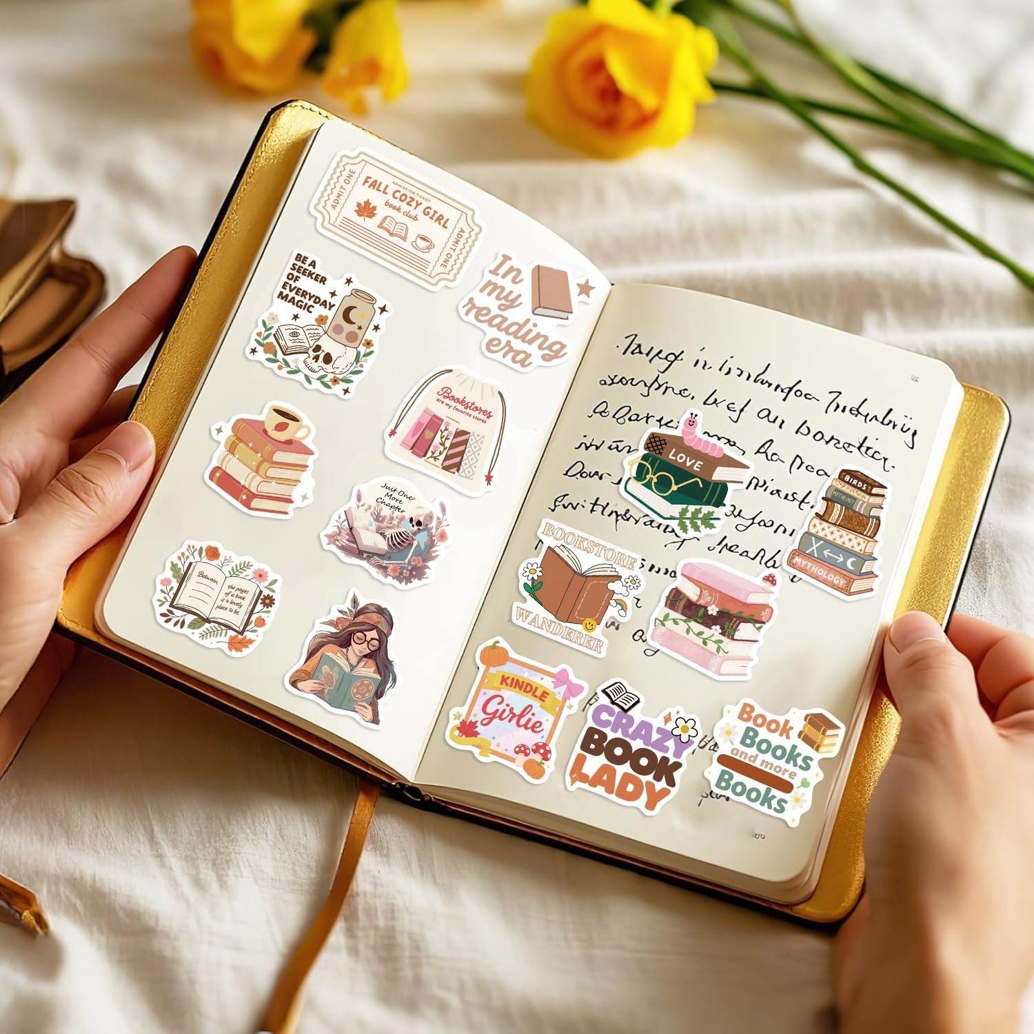 50 PCS Book Sticker for Kindle Aesthetic Stickers for Water Bottles Bookish Sticker Pack Scrapbook Stickers